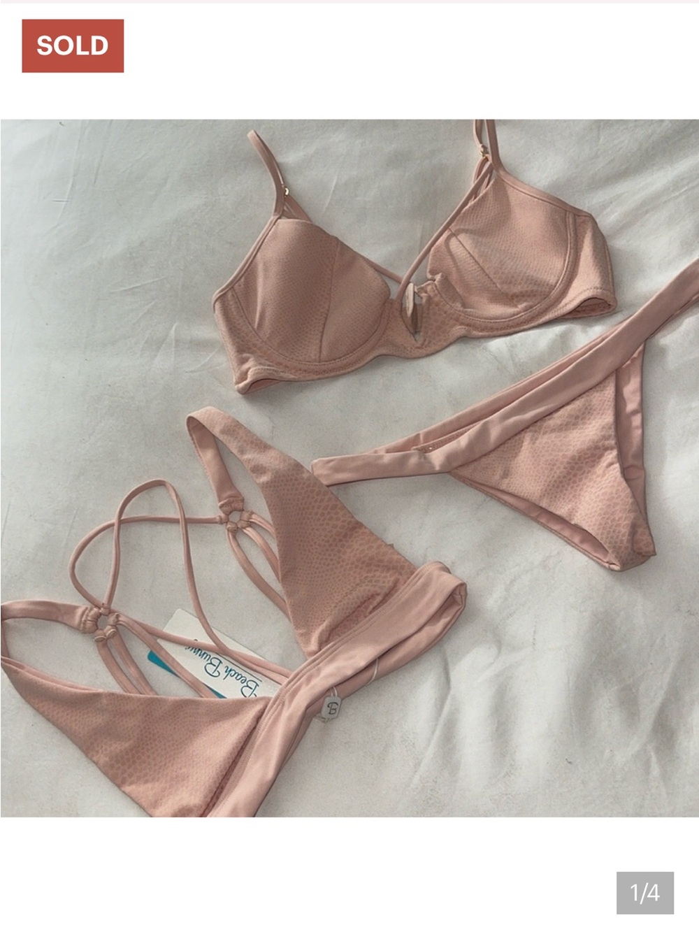 Beach Bunny Blush Rose Textured Bikini Set